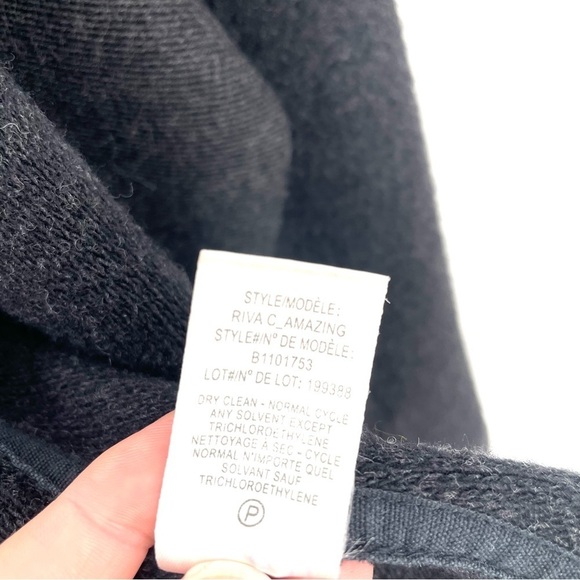 THEORY Riva Classic Cashmere Wool Charcoal Grey Open Cardigan Collared Sweater - Picture 6 of 7